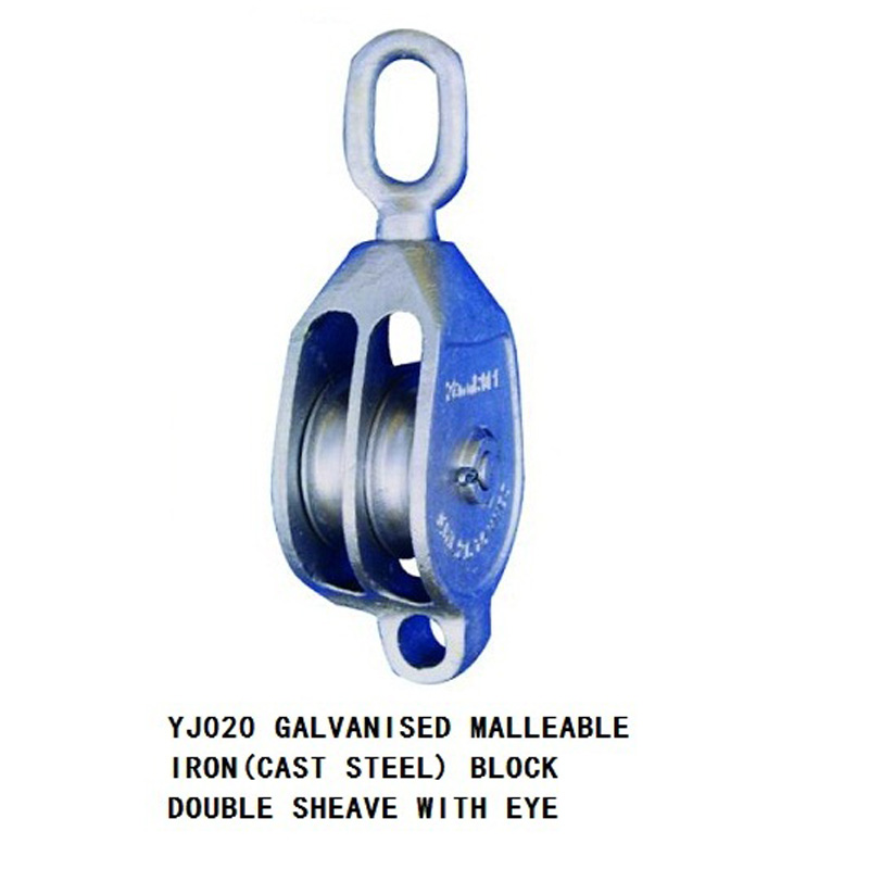 GALVANISED MALLEABLE IRON （CAST STEEL）BLOCK DOUBLE SHEAVE WITH EYE