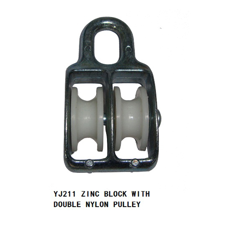 ZINC BLOCK WITH DOUBLE NYLON PULLEY